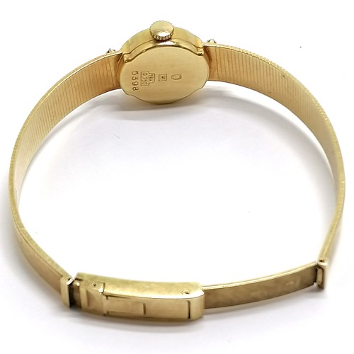 764 - Fortis 18ct gold diamond set manual wind ladies wristwatch (#5398) with integral flush adjustable br... 