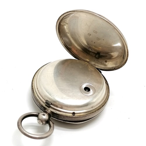771 - Antique Kendal & Dent silver cased pocket watch - 50mm diameter & has hairline to dial but runs & WE... 