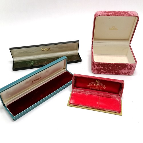 773 - Qty of watch and jewellery boxes inc Omega (a/f), Smiths, Roamer, Eterna, Hamilton and Inches, Buche... 