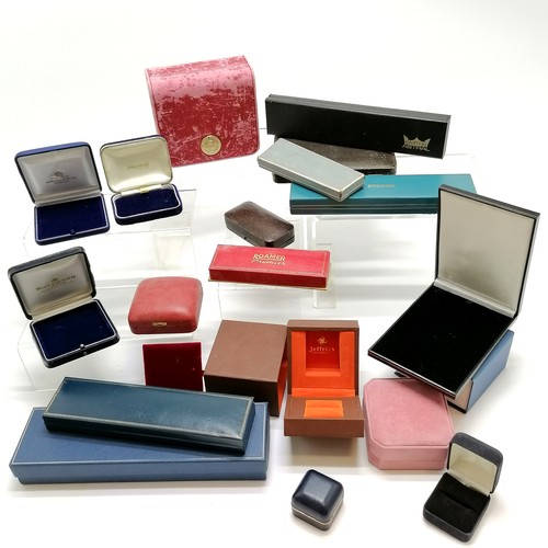 773 - Qty of watch and jewellery boxes inc Omega (a/f), Smiths, Roamer, Eterna, Hamilton and Inches, Buche... 