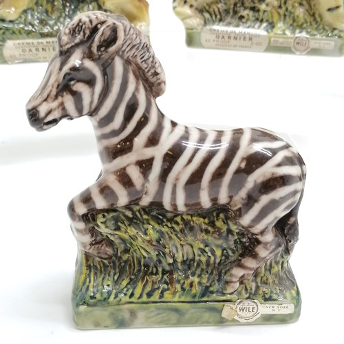 450 - Lot of 6 x Garnier creme de menthe EMPTY decanters - lion, zebra, giraffe, tiger, elephant & panda ~... 