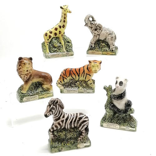450 - Lot of 6 x Garnier creme de menthe EMPTY decanters - lion, zebra, giraffe, tiger, elephant & panda ~... 