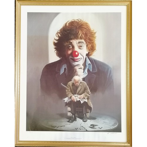 459 - Framed print 'The Clown' signed by artist Lawrence 'Larry' Rushton limited to 500 - 77.5cm x 62cm