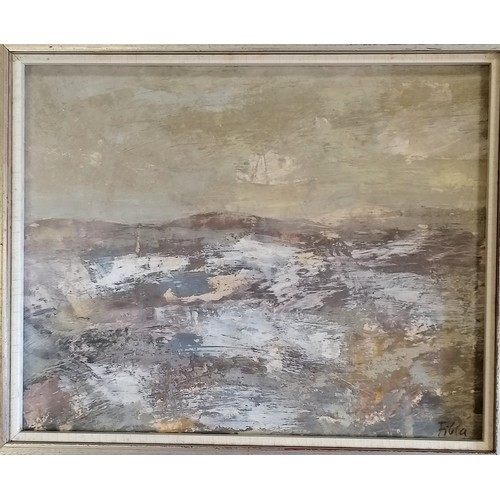 461 - Jose Maria Fibla framed oil on board painting of a landscape 'Paisaje' - frame 36cm x 41cm