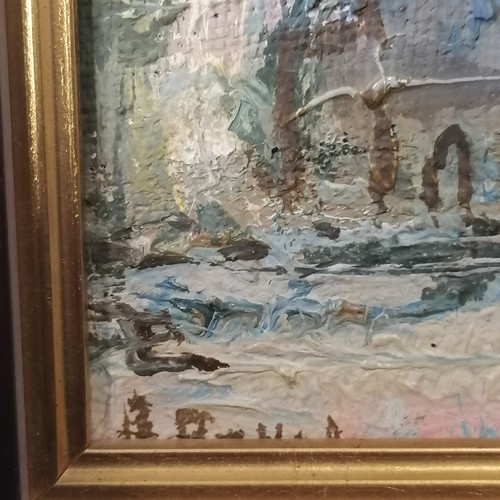 463 - Framed oil on canvas painting of Taras Shevchenko park (inc statue) by V A Panov - frame 25.5cm x 38... 