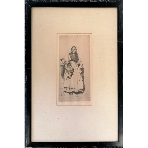 465 - Framed etching of a lady titled 'Gitana' by Antoine Marie Roucoule (1848-1918) - frame 51cm x 34cm