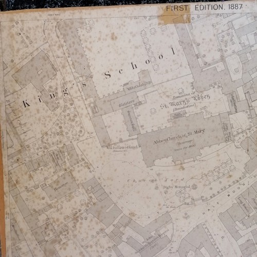 453 - 2 x 1887 mounted maps of Sherborne - largest 72.5cm x 103cm & both a/f