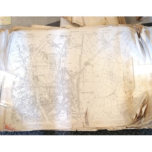 454 - Large qty of mostly antique rolled maps of Dorset / Somerset inc Crewkerne, Ilminster, Bridport, - m... 