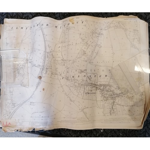 454 - Large qty of mostly antique rolled maps of Dorset / Somerset inc Crewkerne, Ilminster, Bridport, - m... 