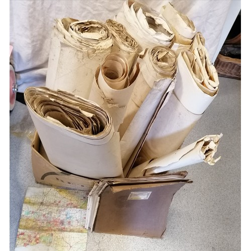 454 - Large qty of mostly antique rolled maps of Dorset / Somerset inc Crewkerne, Ilminster, Bridport, - m... 