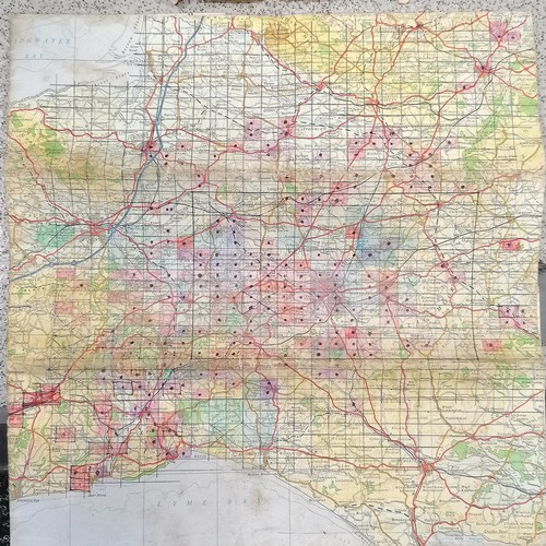 454 - Large qty of mostly antique rolled maps of Dorset / Somerset inc Crewkerne, Ilminster, Bridport, - m... 
