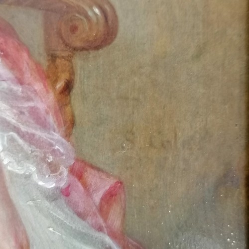 7 - Solomon Cole 19thc signed oil on board portrait of a woman (R I Ross?) seated with roses in a gilt f... 