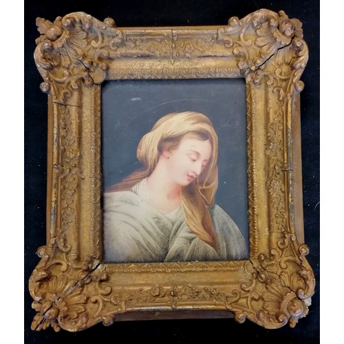 8 - Antique continental watercolour on paper of a religious figure in its original frame 19cm x 22cm - n... 