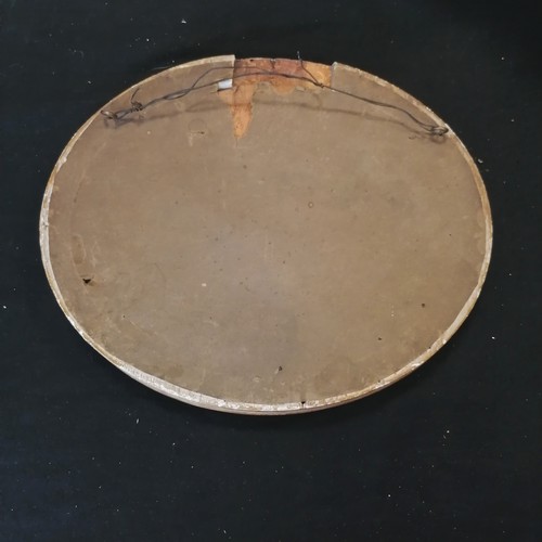 12 - Antique oval framed etching of children by J Barney frame 27cm x 22cm