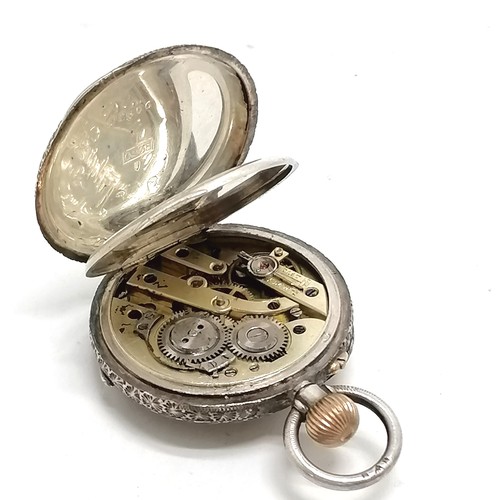 Antique silver ladies half hunter fob watch with engraved case and