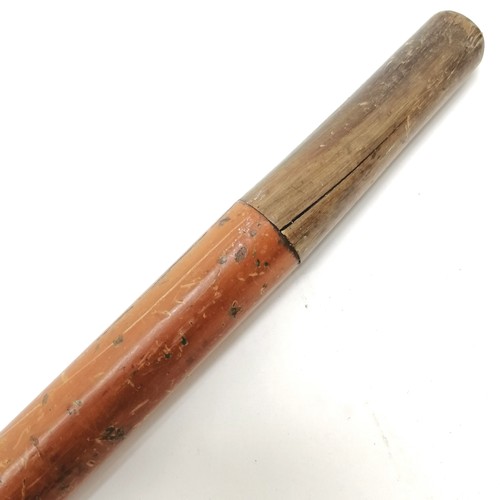 20 - Antique unmarked silver topped Malacca walking cane with woven detail78cm long