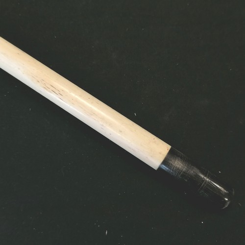 25 - Antique carved bone walking cane in 3 sections with silver hallmarked handle 84cm long
