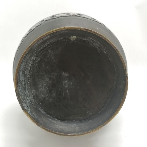 28 - Chinese bronze champlevé enamel 2 handled vase - 29.5cm high with no obvious damage