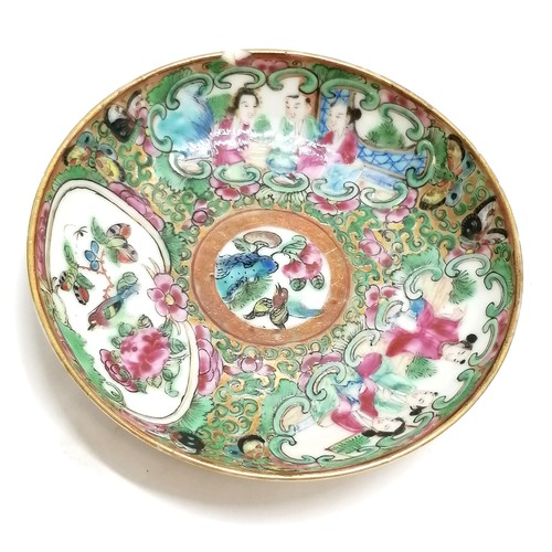 41 - 2 x antique Chinese Cantonese cups & saucers (9cm diameter) - all slight a/f
