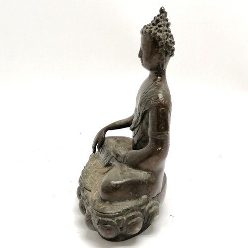 49 - Asian bronze cast seated Buddha in lotus position - 24.5cm high
