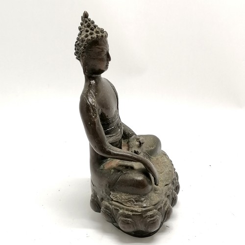 49 - Asian bronze cast seated Buddha in lotus position - 24.5cm high