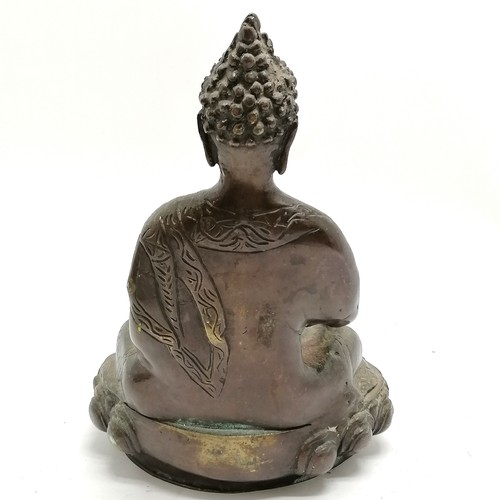49 - Asian bronze cast seated Buddha in lotus position - 24.5cm high