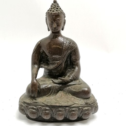 49 - Asian bronze cast seated Buddha in lotus position - 24.5cm high