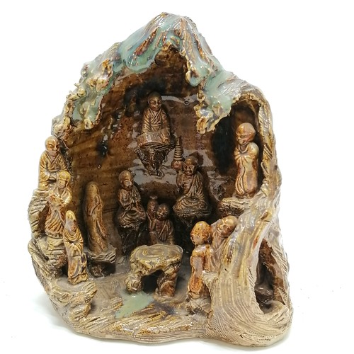 53 - Chinese / Oriental 19th century or earlier high fired pottery grotto with multiple figural detail an... 