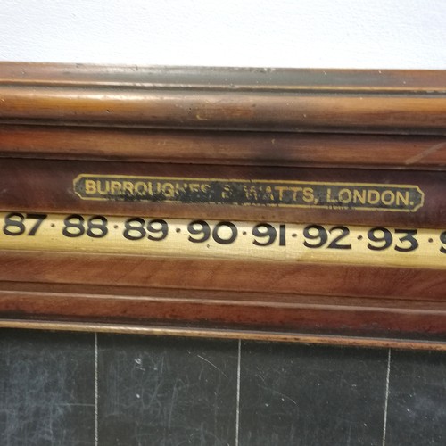 64 - Burroughes & Watts antique snooker / billiards mahogany scoreboard with slate marking boards - 55cm ... 