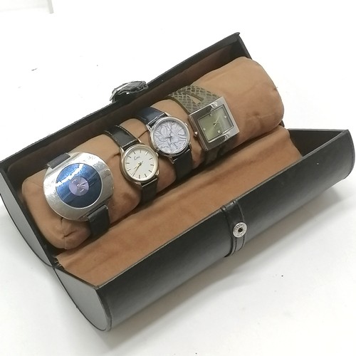 Useful black watch carry case t/w 4 quartz watches inc redherring