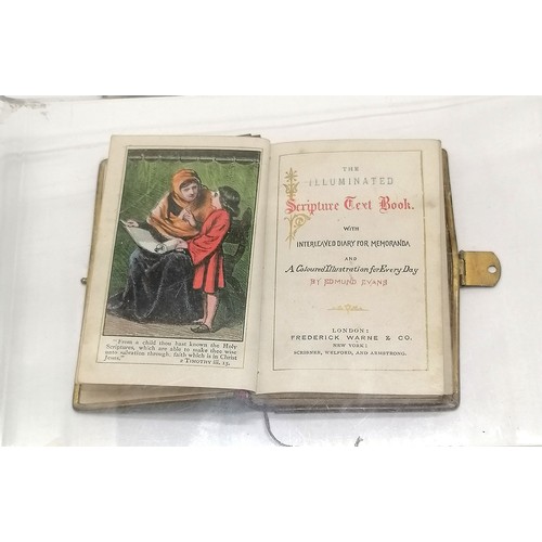 259 - Antique book 'The illuminated scripture text book' with illustrations by Edmund Evans and has needle... 