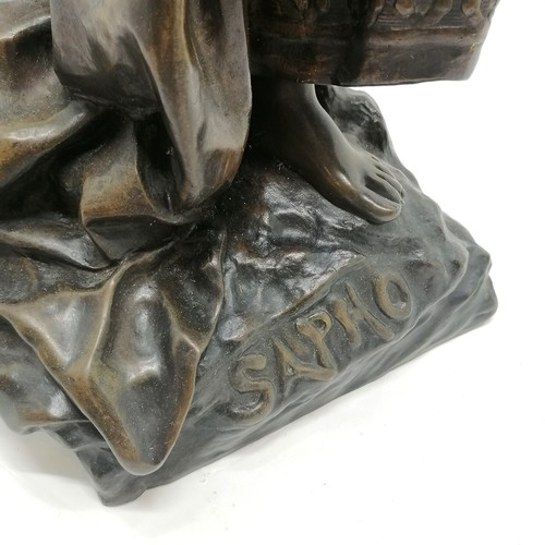 9 - Bronze figurine of Sapho (Sappho) by Emmanuel Villanis (1858-1914) - 72.5cm high and has foundry sta... 