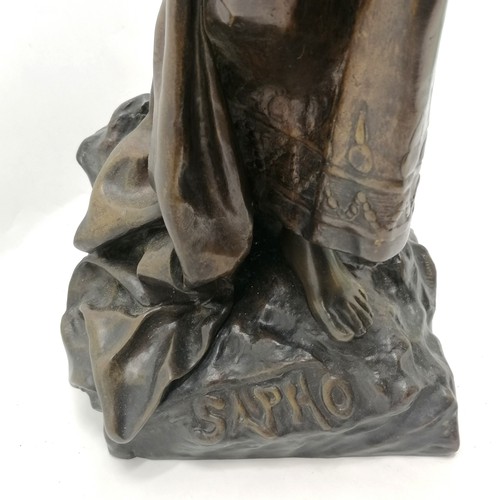 9 - Bronze figurine of Sapho (Sappho) by Emmanuel Villanis (1858-1914) - 72.5cm high and has foundry sta... 