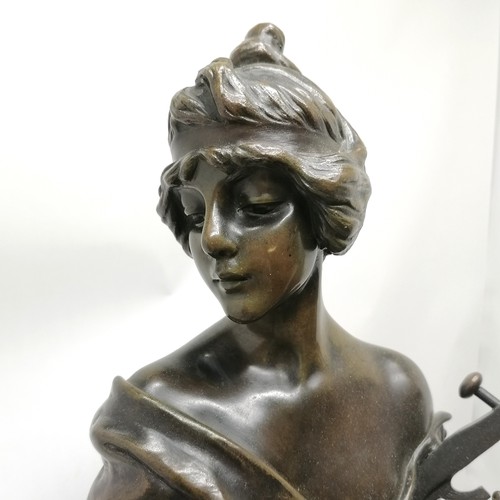 9 - Bronze figurine of Sapho (Sappho) by Emmanuel Villanis (1858-1914) - 72.5cm high and has foundry sta... 