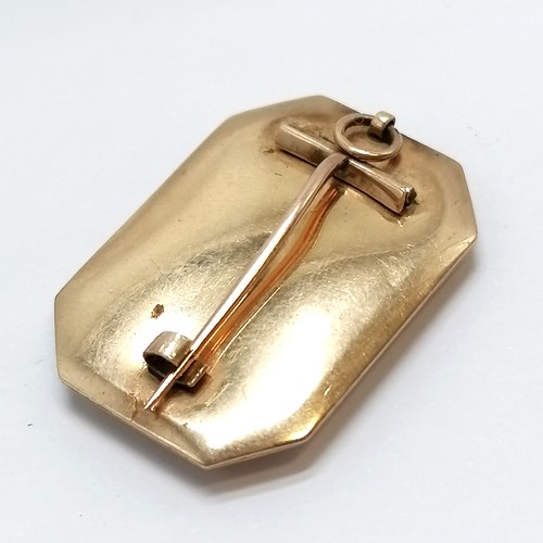 659 - Antique unmarked gold brooch pendant with Miers silhouette of a military gentleman - 3cm drop & 7.3g... 