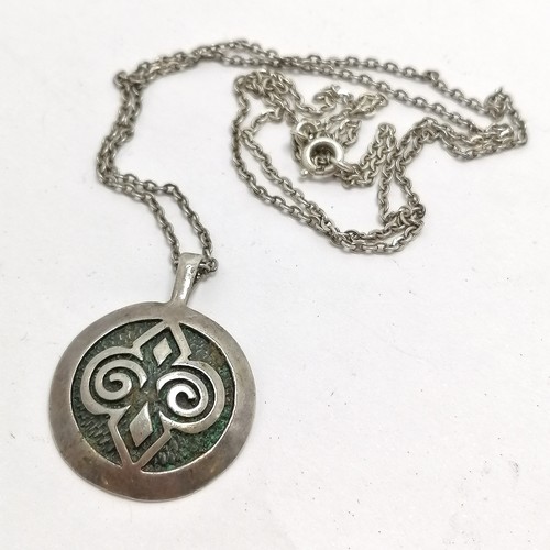 690 - Silver celtic pendant by Ola M Gorie on a silver 60cm chain ~ total weight 11g