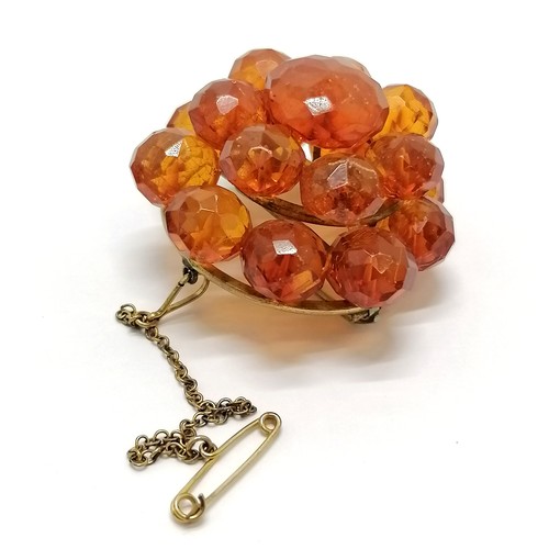 719 - Qty of mostly antique jewellery inc amber brooch, silver gilt smoky quartz pendant, silver marcasite... 