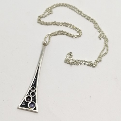 770 - 1978 silver enamel pendant (5.5cm) by Alastair Norman Grant on a silver 48cm chain ~ total weight 8.... 