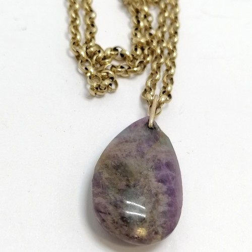 773 - 9ct marked gold 60cm necklace with amethyst stone pendant with unmarked gold bale ~ total weight 18.... 