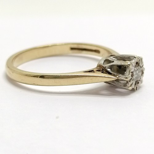 779 - 9ct hallmarked gold solitaire diamond ring - size M½ & 1.8g total weight