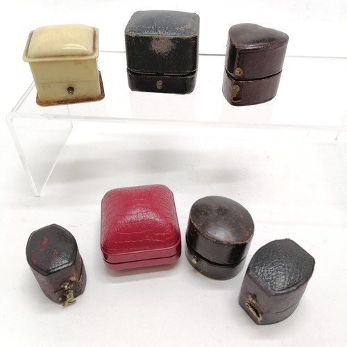 787 - 7 x antique ring boxes inc heart shaped