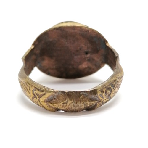 856 - Antique ring with trade bead detail in gilded metal - size R - SOLD ON BEHALF OF THE NEW BREAST CANC... 