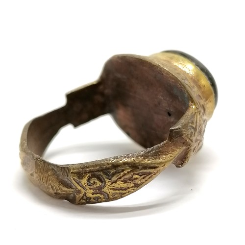 856 - Antique ring with trade bead detail in gilded metal - size R - SOLD ON BEHALF OF THE NEW BREAST CANC... 