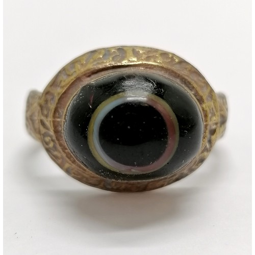 856 - Antique ring with trade bead detail in gilded metal - size R - SOLD ON BEHALF OF THE NEW BREAST CANC... 