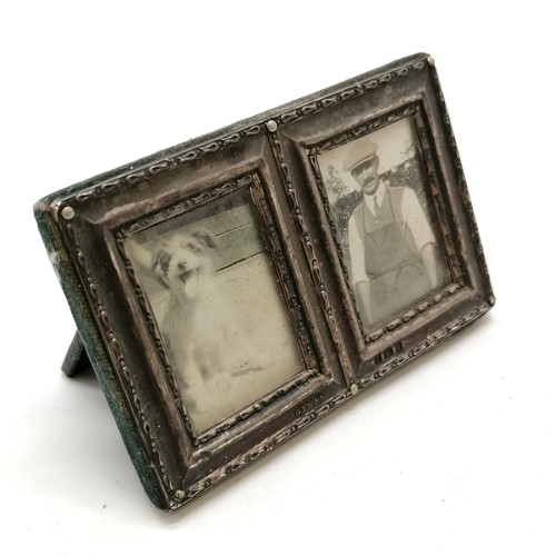 1113 - 1912 novelty miniature double silver photograph frame by G F Westwood & Sons - 7.2cm x 4.8cm