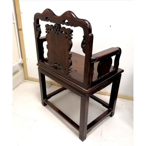 17 - Pair of antique Qing Chinese throne chairs in Chinese hardwood 1 PARTLY DISASSEMBLED- 98cm high x 65... 