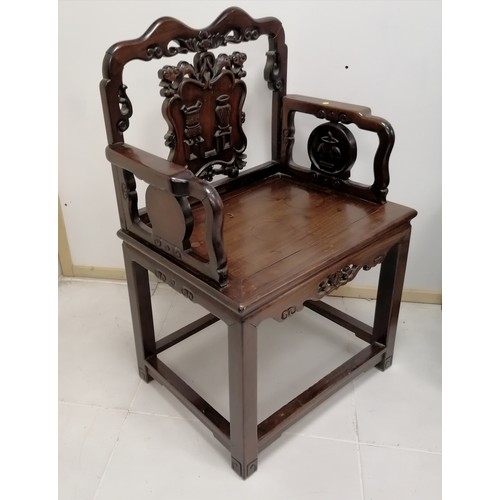 17 - Pair of antique Qing Chinese throne chairs in Chinese hardwood 1 PARTLY DISASSEMBLED- 98cm high x 65... 