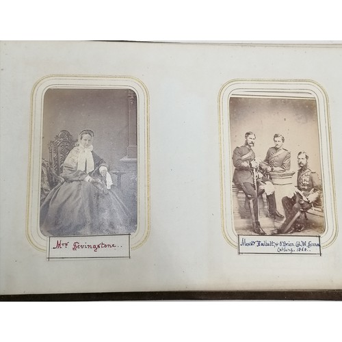 61 - Antique Leather covered photograph album (+2 others) with CDV portrait photos (with annotations) inc... 