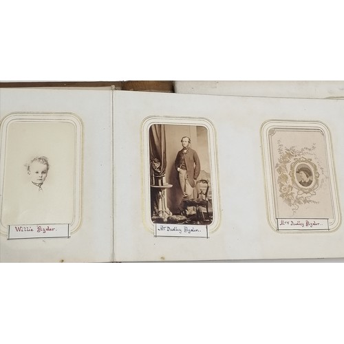 61 - Antique Leather covered photograph album (+2 others) with CDV portrait photos (with annotations) inc... 