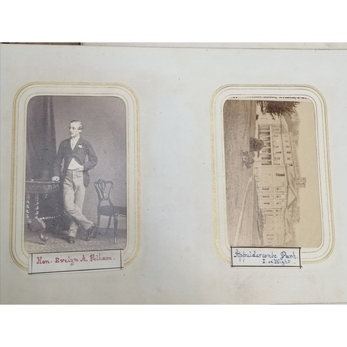 61 - Antique Leather covered photograph album (+2 others) with CDV portrait photos (with annotations) inc... 